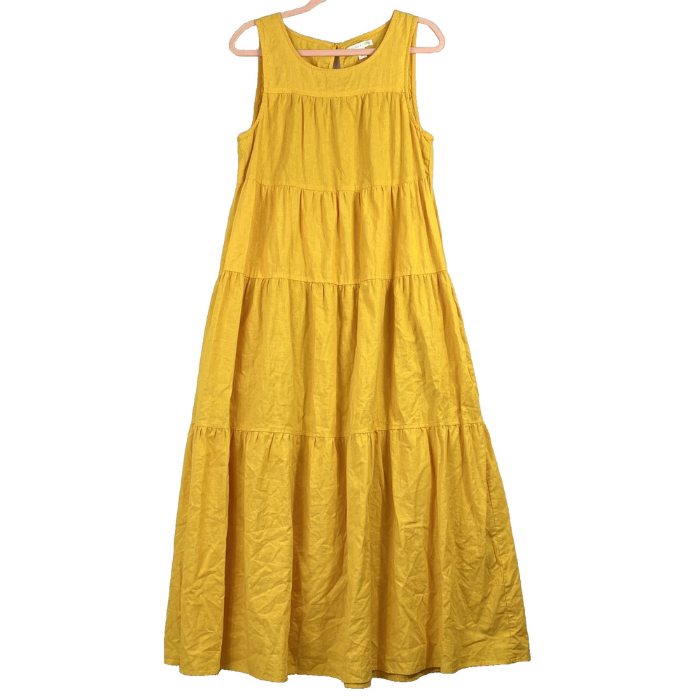 Chelsea & Violet Tiered Yellow Maxi Dress Women's Size M